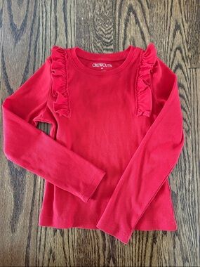 Crewcuts Bright Red Long-Sleeve Ruffle Top